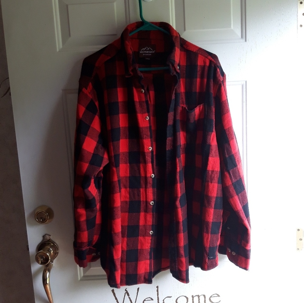 Men's red and black flannel shirt
